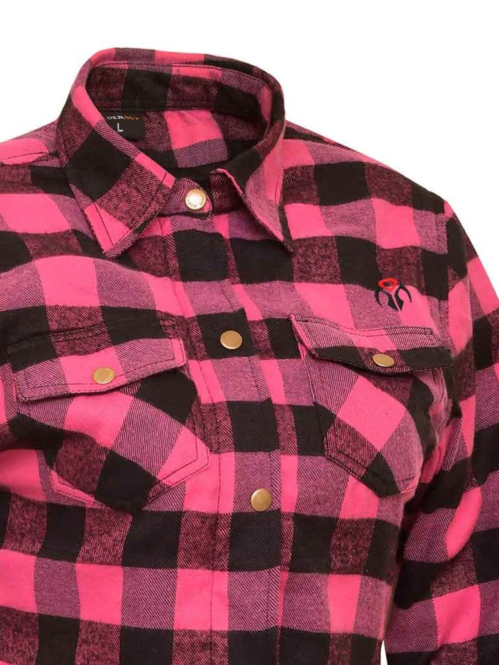 RIDERACT® Motorcycle Shirt Womens Pink Black Road Series Protective Riding Shirt